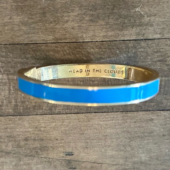 Kate Spade Blue Enamel “Head in the Clouds” Hinged Bangle Bracelet - Picture 5 of 14